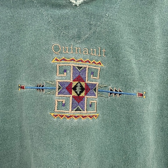 Vintage Suttons Sportswear Green Quinault Sweatshirt Embroidered Pockets Large - Picture 7 of 11